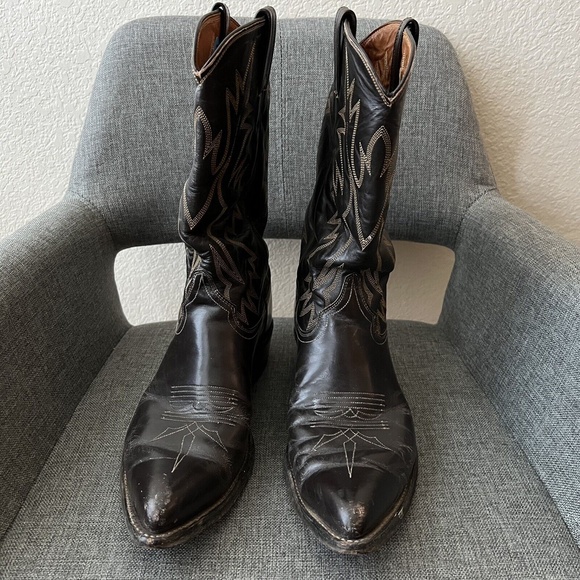 Justin Mens Western Leather Boots 2908 Size 10 D Black SB05 - Picture 3 of 8